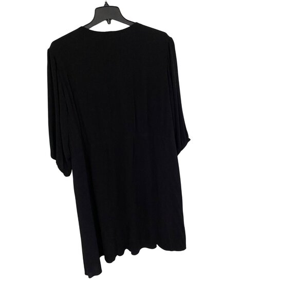 Torrid Womens Black Dress Blue Embroidery Size 5X Plus V-Neck 3/4 Sleeve Boho - Picture 6 of 6